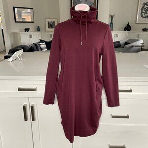 Simons Contemporaine par Simons LS Hi Neck Cotton Modal Dress Burgundy Sz S